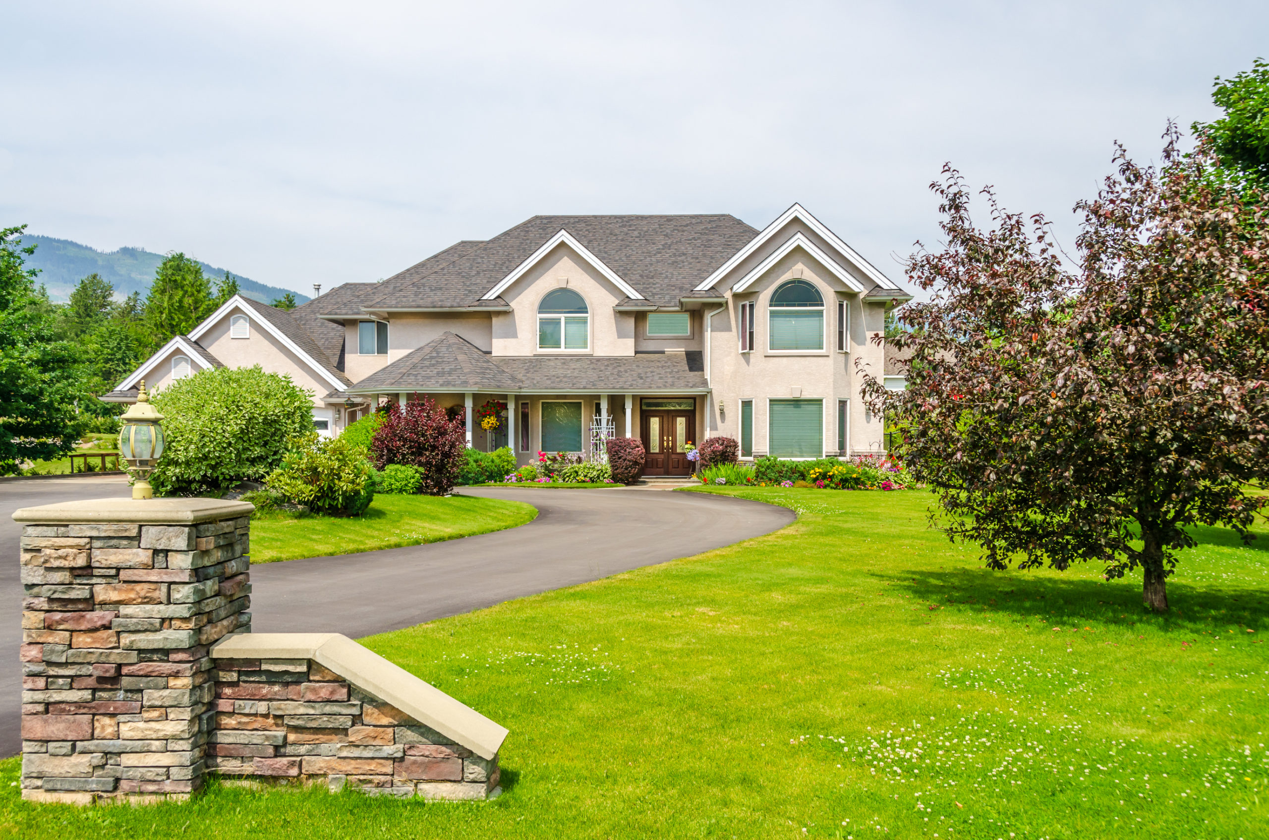 A perfect neighbourhood. Houses in suburb at Summer in the north